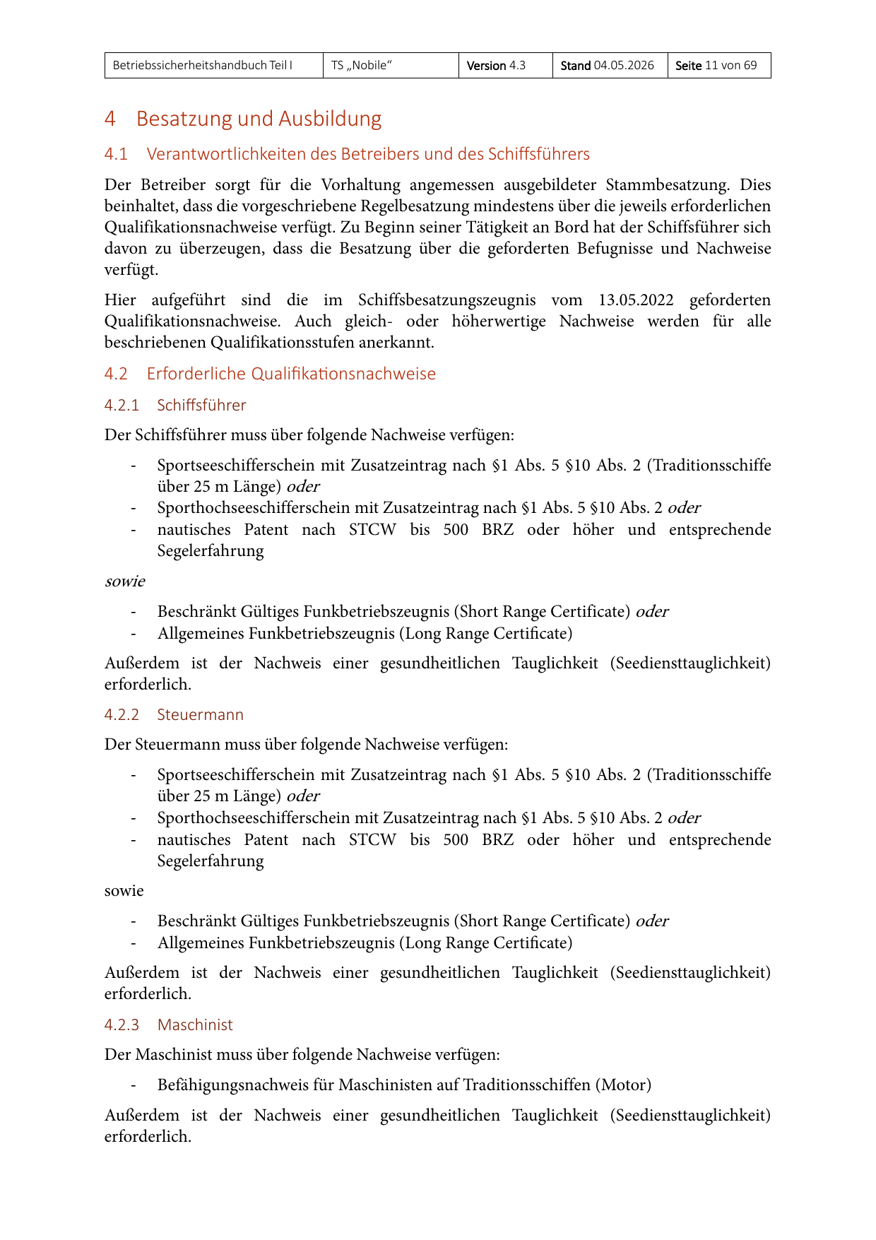 Teil I des Betriebssicherheitshandbuchs, Seite 11