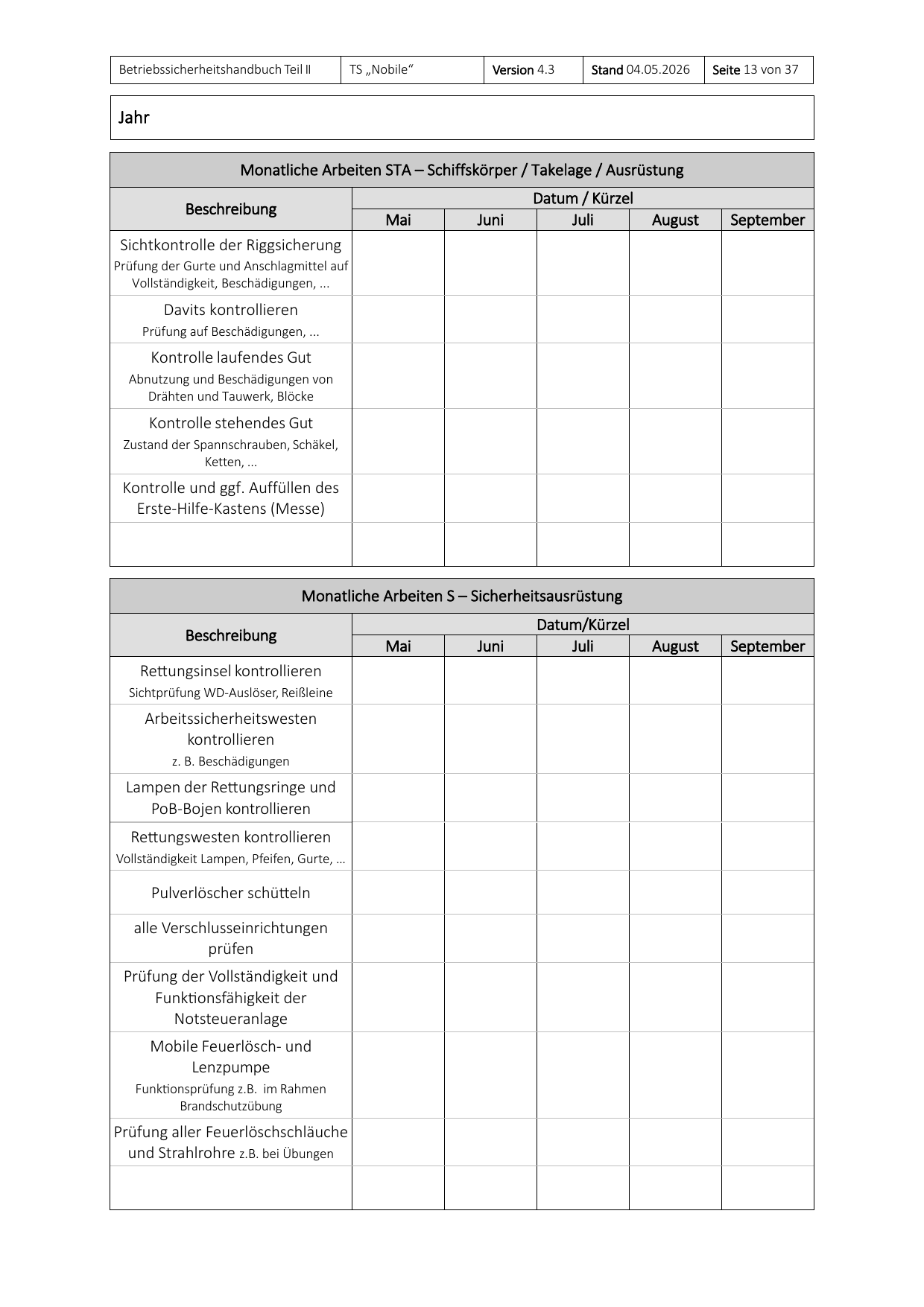 Teil II des Betriebssicherheitshandbuchs, Seite 13