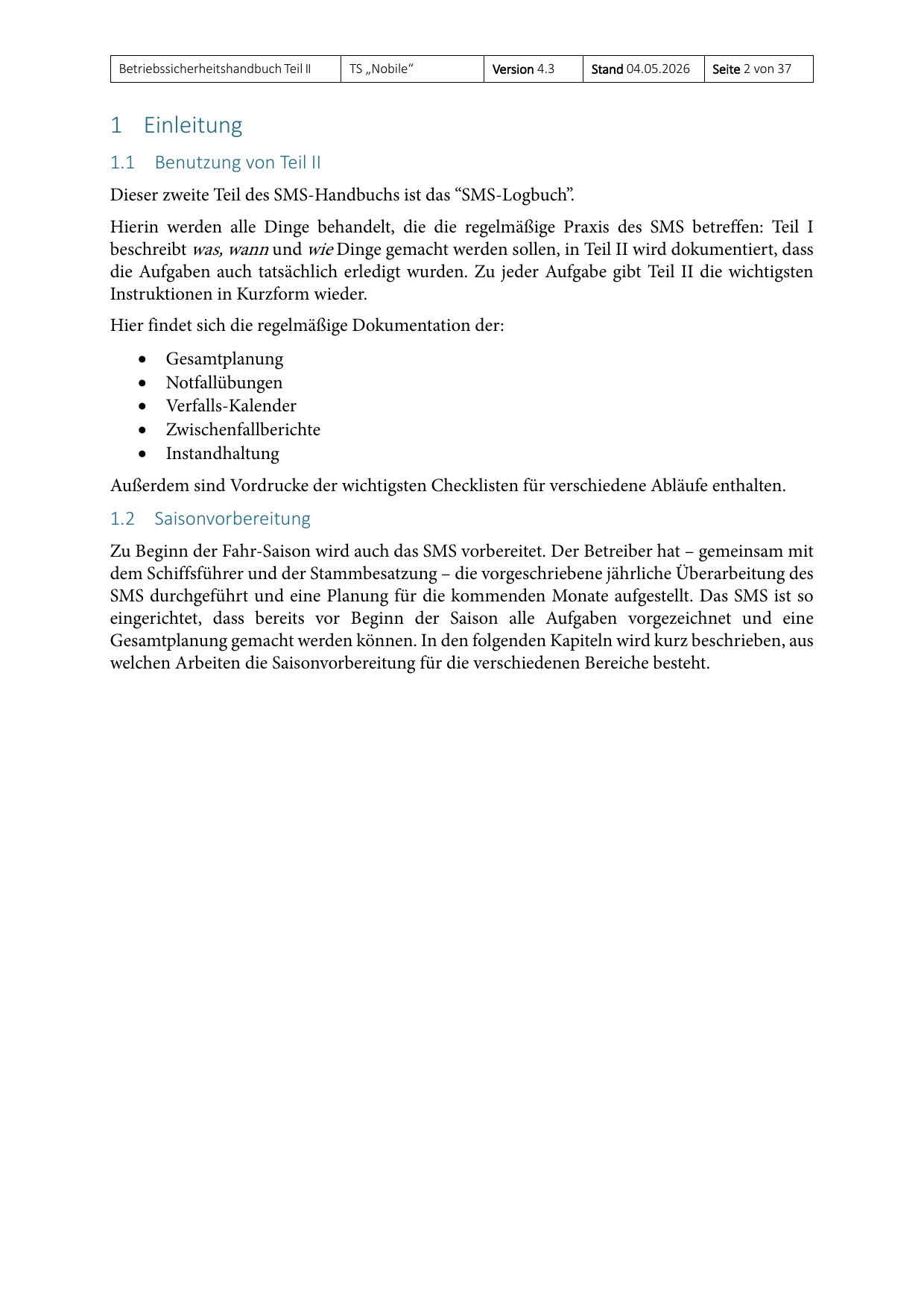 Teil II des Betriebssicherheitshandbuchs, Seite 2
