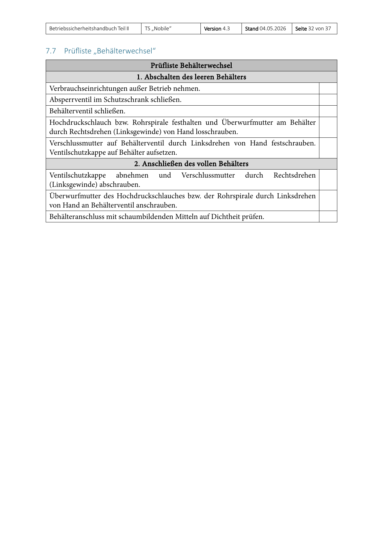 Teil II des Betriebssicherheitshandbuchs, Seite 32