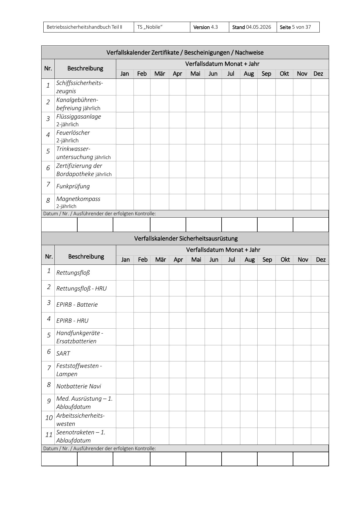Teil II des Betriebssicherheitshandbuchs, Seite 5